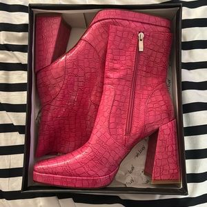 Nasty Gal Magenta Pink Croc Boots